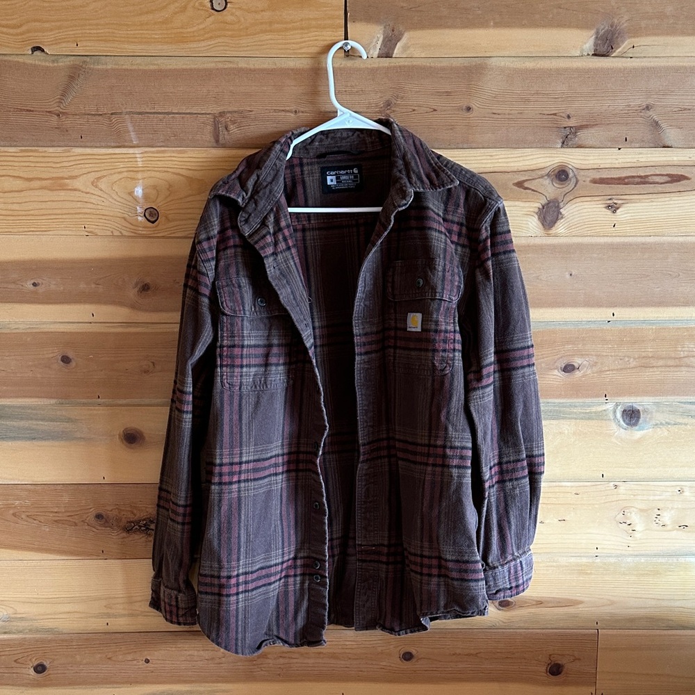 Carhartt Brown and Red Plaid Shirt